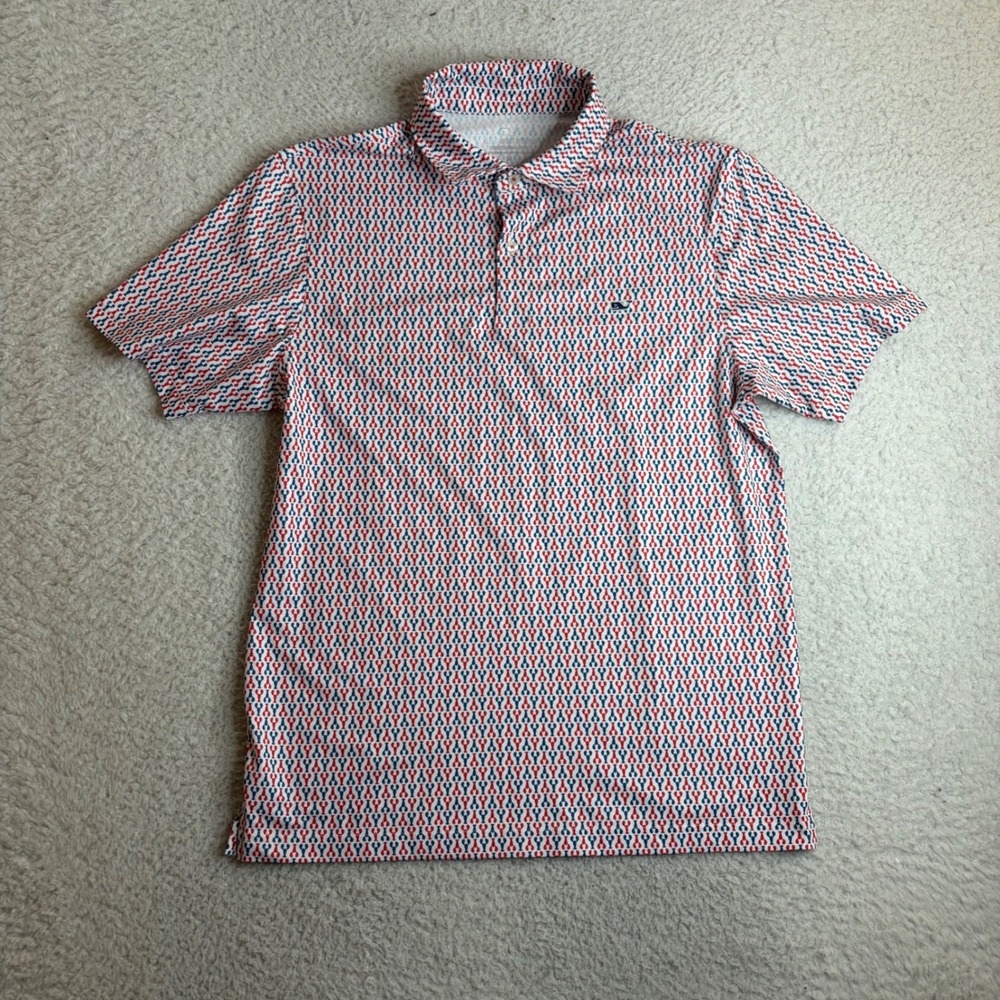 Vineyard Vines Performance Polo Shirt Mens M Red Blue Lobster Print 1G013236